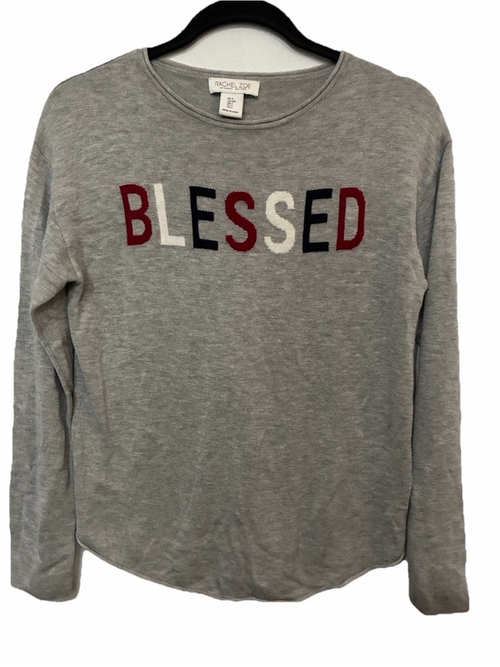 Rachel Zoe Grey with Multicolor BLESSED lightweight sweater